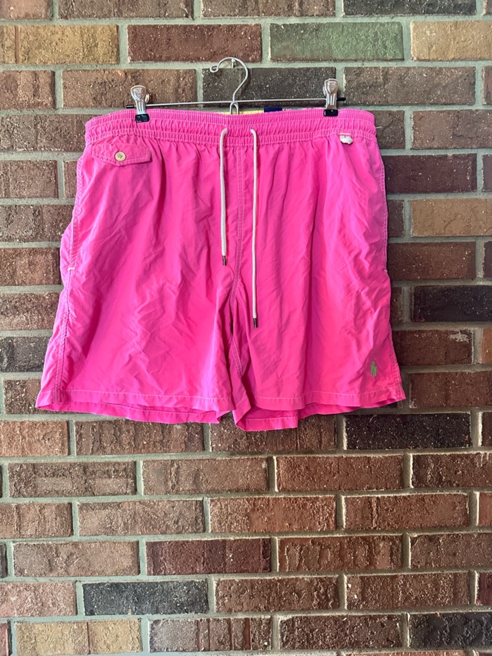 Polo Ralph Lauren Swim Trunks Men's Size XLarge Pink Lined Pockets Green Pony